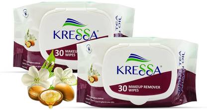 KRESSA Makeup Remover Wipes | Face Cleansing Wipes Pack Of 2 - 60 Wipes Makeup Remover