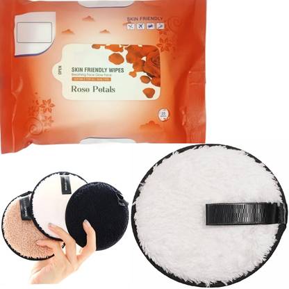 Facejewel Refreshing Facial Wet Wipes & Double Sided Facial Remover Pad Makeup Remover