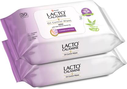Lacto Calamine Oil Control Wipes with Neem,VitaminB3 and Aloe Parabens & Alcohol free Makeup Remover