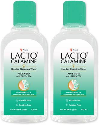 Lacto Calamine Micellar Cleansing Water with Aloe Vera, Green Tea and Niacinamide | Pack of 2 Makeup Remover