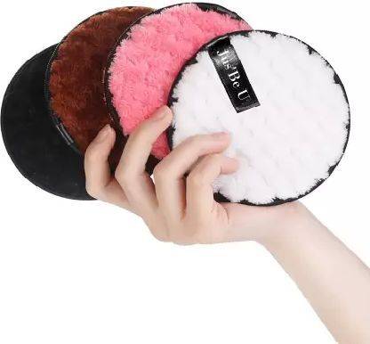 Jus’Be U Makeup Removal Reusable Cleansing Pads, Easily Removes Face & Eye (Pack of 4) Makeup Remover