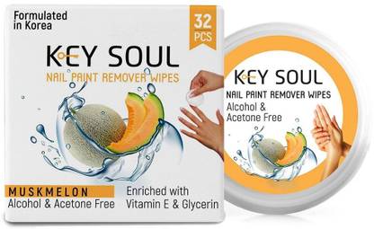 key soul Nail Paint Remover Wipes, Musk Melon 100% biodegradable