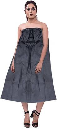 INAYA Pack of 10 - Non Woven Disposable Elastic Facial Gown Hospital Scrub (Black Free Size) Makeup Apron