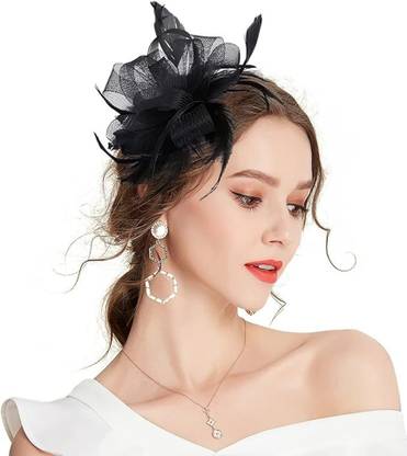 AlexVyan Fascinator Hairband for Women Flower Mesh Net Feathers Makeup Headband