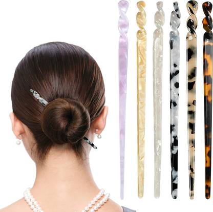 PATPAT Set of 6 Hair Stick for Bun Amber Juda Stick for Hair Bun Stick Hair Chignon Pin Bun Stick