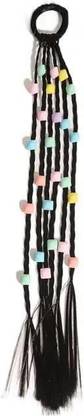 DCELLA Multicolor Square Shaped Braids  Extensions with Rubber Bands Pack of 2 Hair Extension