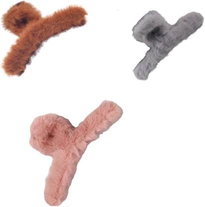MOMISY HairClaw-Fur-GreyCaramelPink Makeup Headband