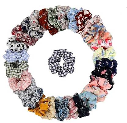 FRESHION STORE Chiffon Flower Hair Scrunchies Hair Bow Chiffon Ponytail Holder Makeup Headband