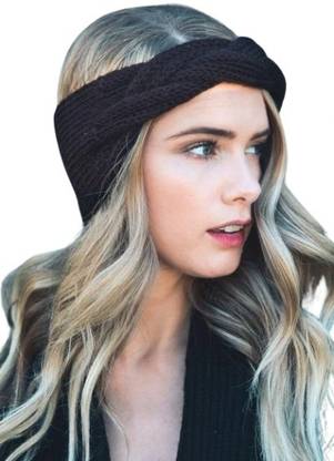 RICHMEN Winter Bow Cross Zigzag Woolen Pattern Woolen Head Band Women/Girls Makeup Headband