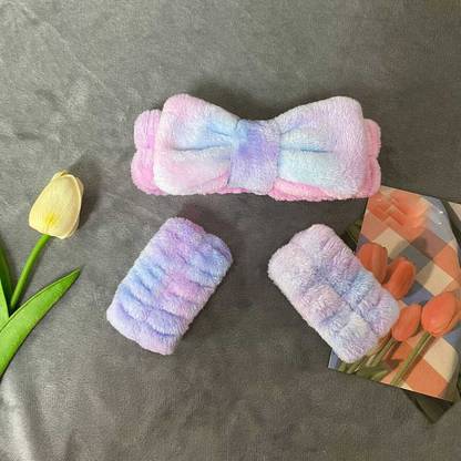 KIRA 1PcFacial Spa Headband 2pcsWristband Combo Set Face Wash Hair band(Multi Color) Makeup Headband