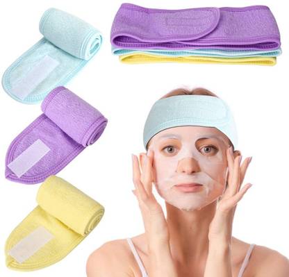 M.S TRADERS Women Facial Spa Headband Adjustable Elastic Headband Non-Slip Pack Of 3 Makeup Headband