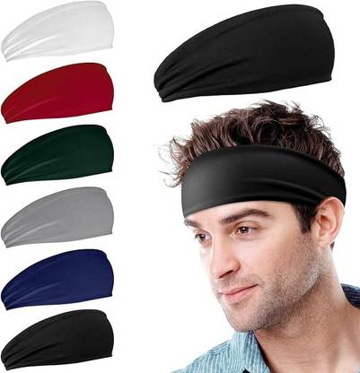 Aryan Hosiery Workout Headbands for Men,6 Pack Mens Running Headband Stretchy Sweatband Makeup Headband
