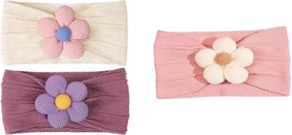 MOMISY Baby Headbands, Stretchy Flower 3-Pack, 0-6Y (OffWhite Pink Khaki) Makeup Headband