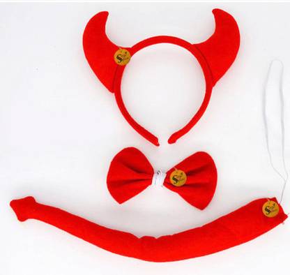 Western Era Halloween Devil Horns Headband Bow Tie Red Devil Ear Hair Hoops for Women, Girls Makeup Headband