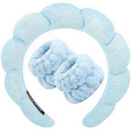 Nitienterprises Spa Headband & Wristband Set – Soft & Comfortable for Your Skincare Routine Makeup Headband