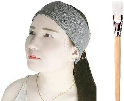 QAUKY 1Pcs Face Pack Brush with 1Pcs Facial Spa Headband Makeup Headband