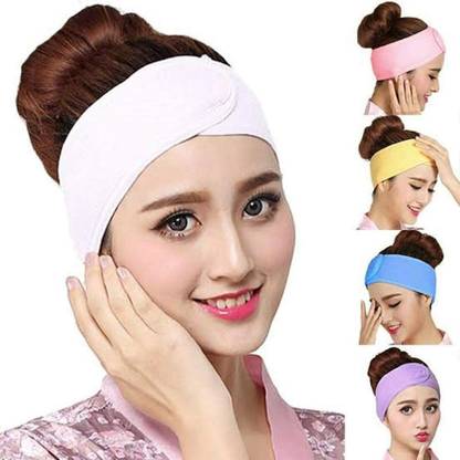 QAUKY Professional Facial Headbands For Women Men Adjustable Pack of 5 Random color Makeup Headband