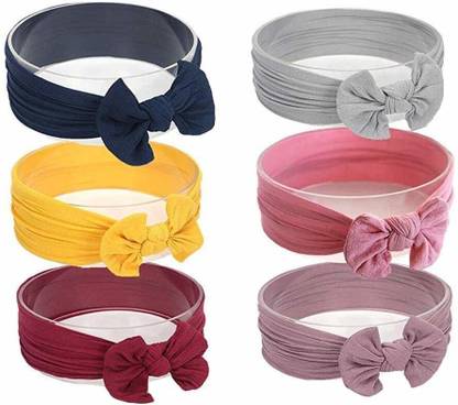 SNOWIE SOFT Baby Nylon Headbands Turban Knotted Girls Hairband Super Soft and Stretchy Hair Wrap for Newborn Toddle Childrens 6pcs Makeup Headband