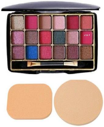 J & F Hinshitshu Premium Quality Eye Shadow Palette(18 Colors ) 2 in 1 Blender Puff