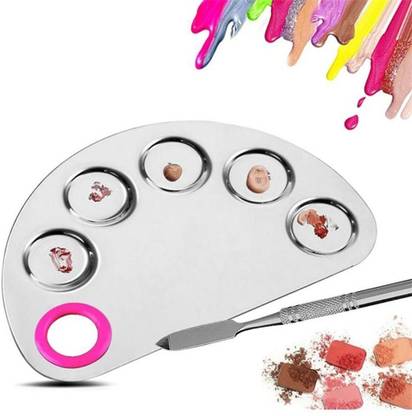 GYBest Stainless Steel Makeup Mixing SemiCircular Blending Palette With Spatula