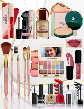 CurlyTales Waterproof Makeup Kit Ultra Premium Matte Lipstick Compact High Pigment-CT#096