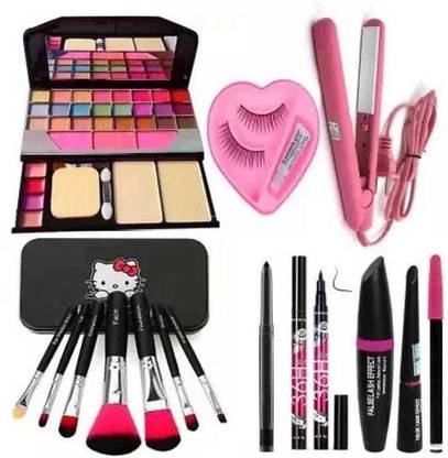 stalklady 6155 Makeup kit With 7 Makeup brush, Hair Straightener, 36H, 3in1,Eyelashes