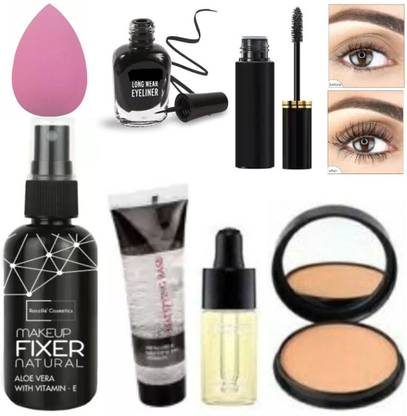 lately MAKEUP COMBO WITH FIXER PRIMER COMPACT SERUM EYELINER MASKARA & PUFF