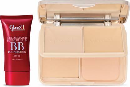Glam21 BB Cream Foundation SPF15 & 3-in-1 Compact Powder | Lightweight & Long Lasting