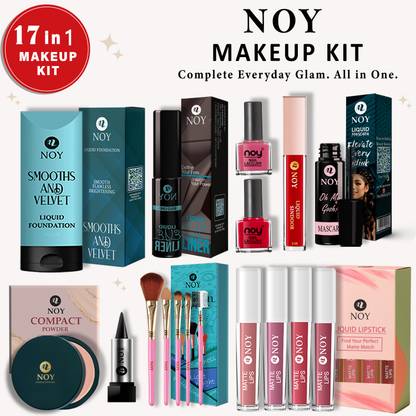 NOY Makeup Kit With Lipstick Eyeliner Kajal Compact Foundation For Women Girls Daily