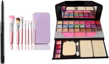 Qul.w Kajal,Makeup Brushes storage box,Makeup kit(Eyeshadow,Blusher,Compact,Lip Gloss