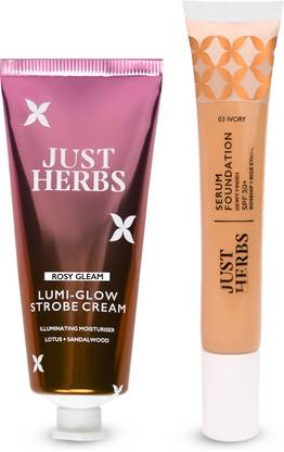 Just Herbs Strobe Cream & Dewy Serum Foundation Ivory SPF 30+ | Pack of 2