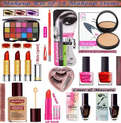 M L Markline Ultra Glam Up Makeup Kit of 14 Makeup Items AJ10