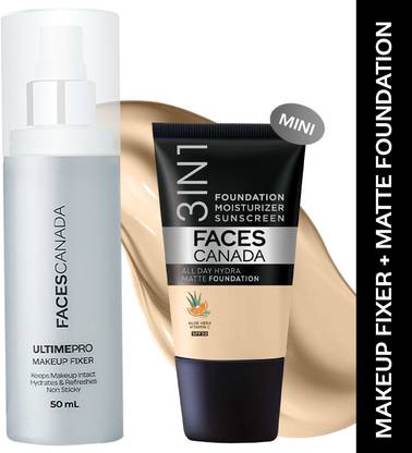 FACES CANADA Makeup Fixer (50ml) + Absolute Ivory Hydra Matte Mini Foundation (18ml)