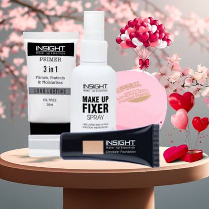 Insight Makeup Combo of Make Up Fixer, Concealer Foundation, Compact Powder & 3 in 1 Primer