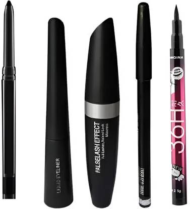 HINSHITSHU Eye Makeup Combo Eyeliner, Hypercurl Mascara, Eyebrow Pencil, and Kajal