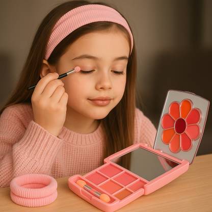 Linivya Makeup Kit for Girls with Comb & Hairband- Portable All-in-One Set