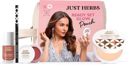 Just Herbs Ready Set Glow Party Ready Travel Friendly Perfect Gift Makeup Kit Pouch  (Pack of 4)