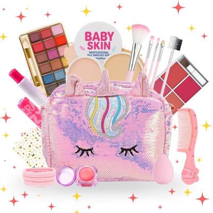 Linivya Kids Makeup Kit – 20-Piece Unicorn Bag Set, Non-Toxic & Safe for Ages 6–17