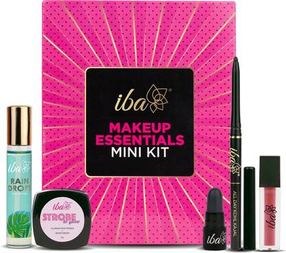 Iba Mini Makeup Essentials Kit Perfume, Kajal, Liquid Lipstick, Primer & PH Lipstick