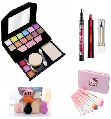 MY TYA All in One Fashion Makeup Kit for Girls 8021 No 2 with EyeLiner, Kajal, Makeup Brushes, Sponges and 5 in 1 Lipstick Red Edition