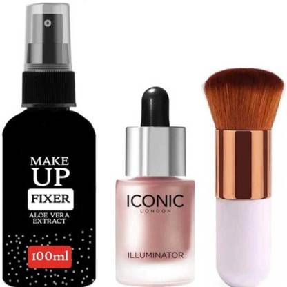 Ycam Makeup Fixer Setting Spray With Highlighter For Face Makeup With Powder Brush