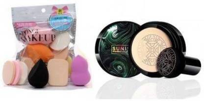 FRIPPE 6 Pcs Puff Sponge + BB Cream Air Cushion Foundation Mushroom Head CC Cream