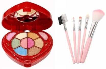 Ashyra Heart Shape Makeup Kit with 5Pc Pink Makeup Brushes