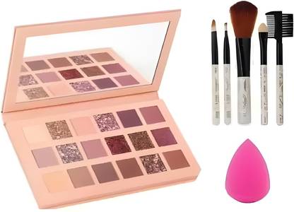 TUMR 18 COLOR EYESHADOW PALETTE WITH 5PC. BRUSH SET AND PUFF