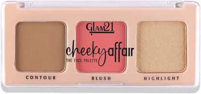 Glam21 Cheeky Affair 3in1 Face Palette Blush, Contour & Highlighter|Waterproof Makeup