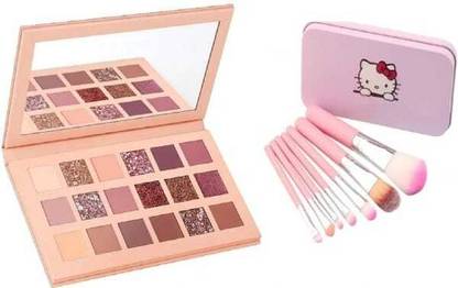 Hezruck Fashion 18 Colour Eyeshadow Palette with 7 Pc Makeup Brush
