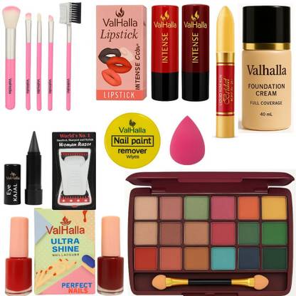 Valhalla 12 items Complete Makeup Kit Combo Set Face, Eye, Lip, Nail, sindoor & more