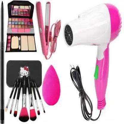 kaarm Kajal,Hair Straightener,6155 Makeup ,7 Makeup Brush,Puff,Hair Dryer(6 Items)