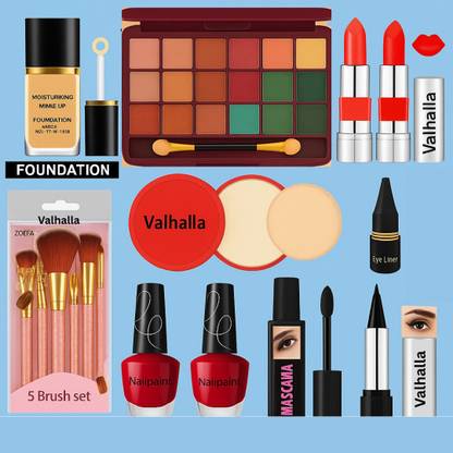 Valhalla Makeup Kit for Women & Girls with Lipstick, Foundation, Eyeliner, Brushes Set
