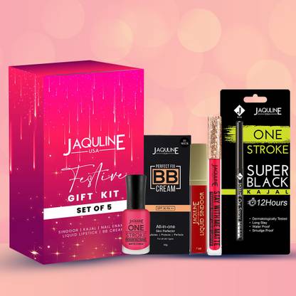 Jaquline USA Wedding Makeup Gift Set – Sindoor+Kajal+Nail Paint+ Lipstick+BB Cream at Rs. 586
